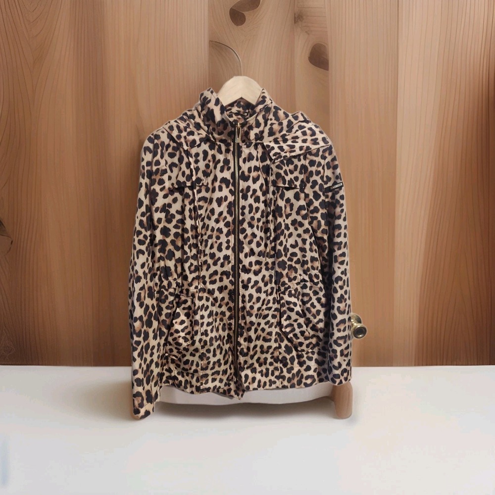 VIA SPIGA Leopard Packable Zip Front Anorak Jacket Size: XS Boho Grunge Y2k